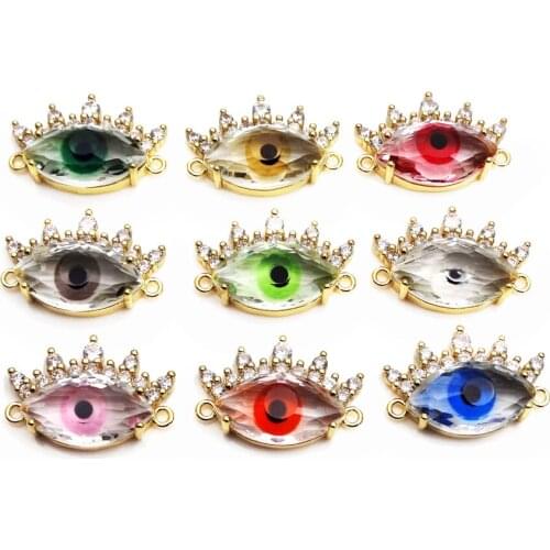 Micro zircon inlaid stars Magic eye Style hand card accessory Link bracelet Glass colored devil eyes zircon for Jewelry Making