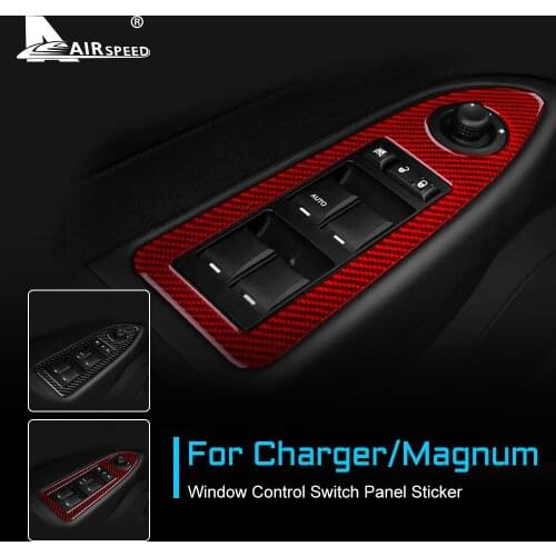 Carbon Fiber for Dodge Magnum Charger 2008-2010 Accessories Interior Trim Car Door Window Control Switch Button Frame Sticker