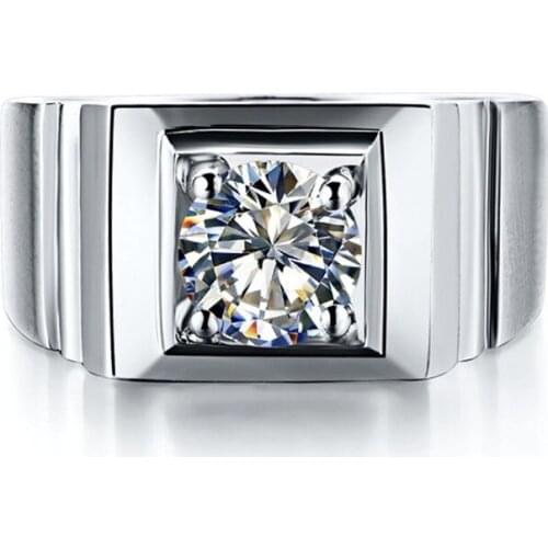 Amazing Solid 14Karat Gold AU585 Ring 1CT Round Fine Diamond Males Ring Love Best Fine Jewelry Fast Shipping