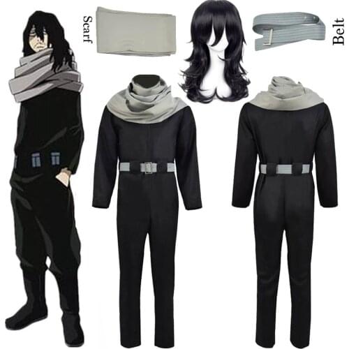 Anime My Hero Academia Cosplay Costumes Aizawa Shouta Cosplay Costume Eraser Head Cosplay Clothes Men Cartoon Black Outfit wigs