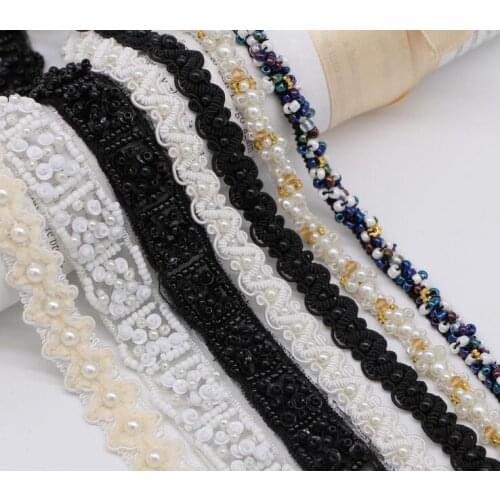 Wholesale 5yards/lot exquisite small size beads fake pearl collar lace trim accessories X408