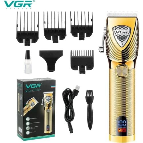 VGR Professional Electirc Powerful Hair Trimmer Men Barber Hair Clipper Rechargeable Cordless Outliner Hair Cutting Machine 10W