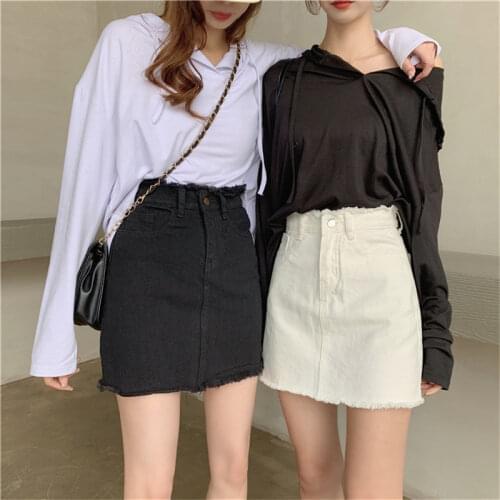Womens High Waist Denim Skirt Faldas Jupe Femme High Street Vintage Solid Summer Zipper Pockets Mini Short Saia Jeans Feminina
