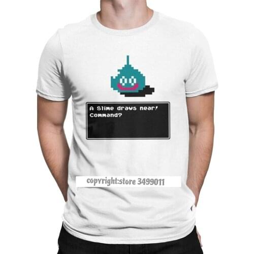 Mens Tops T Shirt A Slime Draws Near Dragon Quest T Shirt Funny Cotton Tshirts Camisas Xi Rpg Game Toriyama Games Warrior Tops