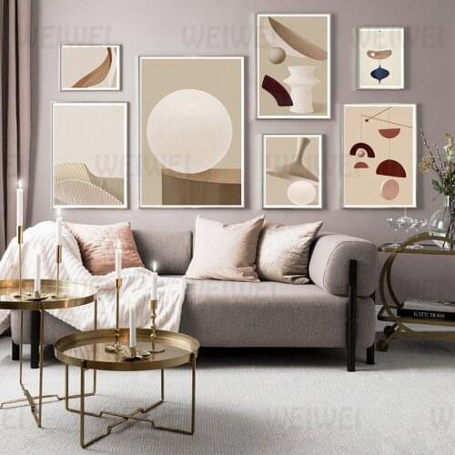 Nordic Style Home Decoration Painting Low Saturation Tone Living Room Canvas Painting Spherical Object Coffee Shop Wall Poster