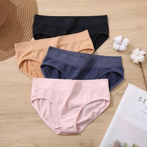 New Womens Cotton Briefs High Waist Womens Panties Soft Breathable Ladies Underwear Female Underpant Lingerie M-XXL
