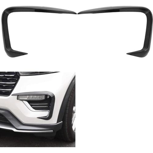 NEW-Carbon Fiber Car Front Bumper Spoiler Air Knife Fog Lamp Eyebrow Cover Trim for Ford Explorer 2020 2021