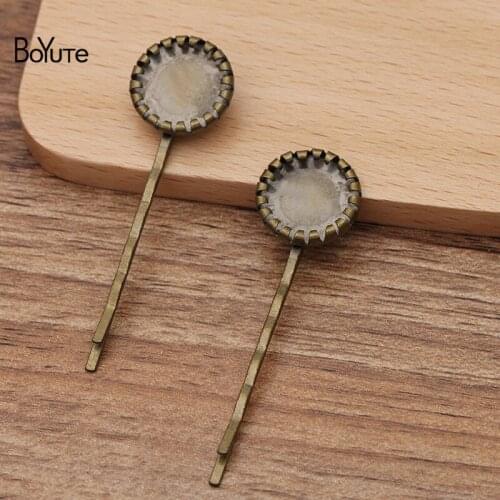 BoYuTe (50 Pieces/Lot) Fit 14MM Cabochon Blank Hairpin Base Factory Supply Vintage Diy Hair Accessories Handmade Materials