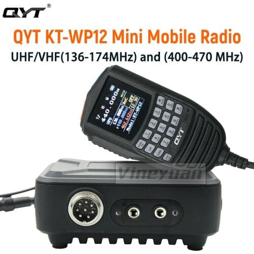QYT NEW KT-WP12 Mini Mobile Radio 25W 200 Channels VHF UHF Dual Band Car Ham Radio Transceiver
