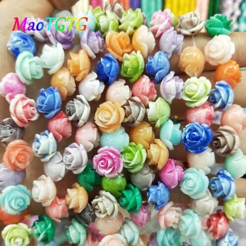 Multicolored Rose Shaped Coral Beads For Jewelry Making Necklace Bracelet 6/8/10/12mm Synthetic Coral Bead Accessories Wholesale
