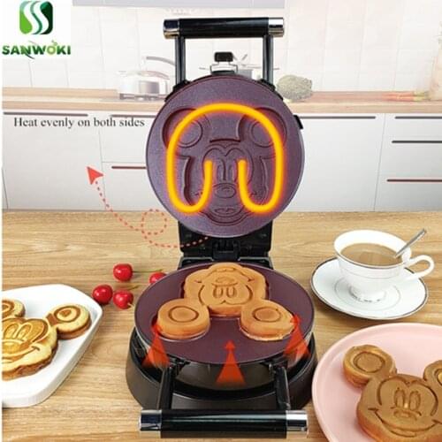 Rotary mouse shape egg waffle making mold cartoon shape egg cake baker machine bubble egg waffle machine 4 changeable mold