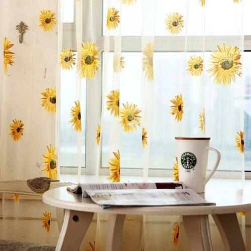 Sun Flower Curtains Tulle Decorative Sheer Curtains for Living Room Bedroom Kitchen Home Curtains