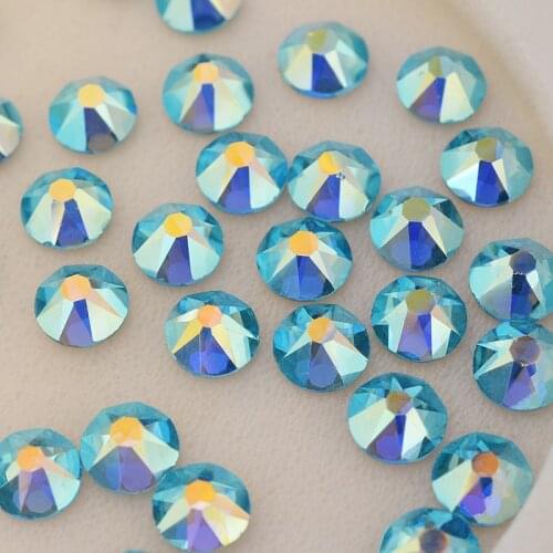 Non hotfix Rhinestone 2088 Crystal Strass 16 Cut Face Crystals Aquamarine AB ss20 4.6-4.8mm Nail Art Rhinestones