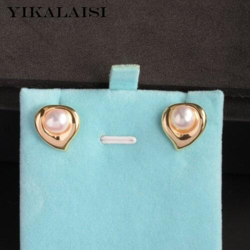YIKALAISI 925 Sterling Silver Earrings Jewelry For Women 7-8mm Oblate Natural Freshwater Pearl Earrings 2021 New Wholesales
