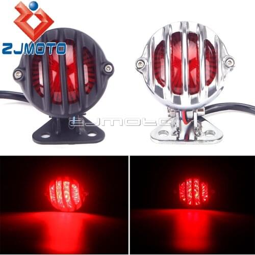 Motorcycle Bates Grille Tail Brake Red Light LED Lamp Taillight For Harley Sportster XL Vintage Cafe Racer Triumph Cruiser Bike