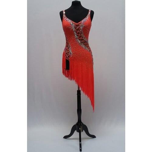 Women Red Sexy Standard Latin Dancing Skirt Adult High Quality Rumba Latin Dance Dress Advanced Latin Competition Dance Skirt