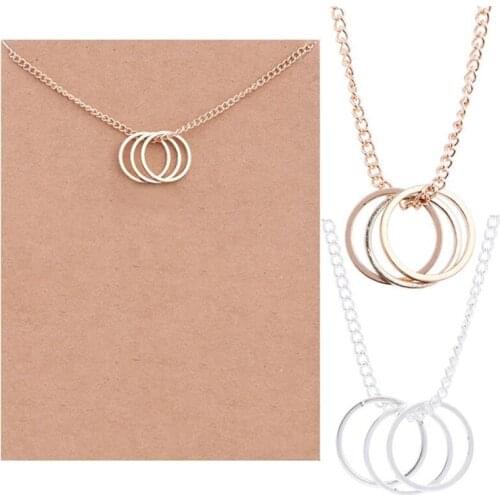 Women Ring Pendant Necklace Alloy Charm Necklace Chain Necklace for Girls Womens Simple Neck Chain Jewelry Accessories