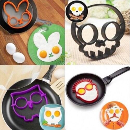 1pc New Creative Funny Silicone Egg Rings Omelette Pancake Mold DIY Breakfast Egg Fried Pancake Molds Skull Kitchen Tools SW