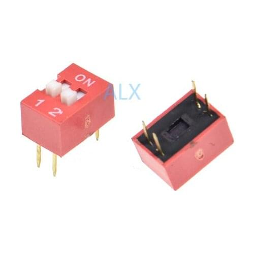10PCS red 2p dip 2 Position TOGGLE switch doule Row 2PIN PITCH 2.54MM Slide Switches 2 PIN