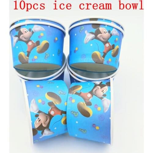 10PCS/LOT MICKEY ICE CREAM CUPS KIDS BIRTHDAY PARTY SUPPLIES MICKEY MOUSE HAPPY BIRTHDAY PARTY ICE CREAM BOWLS