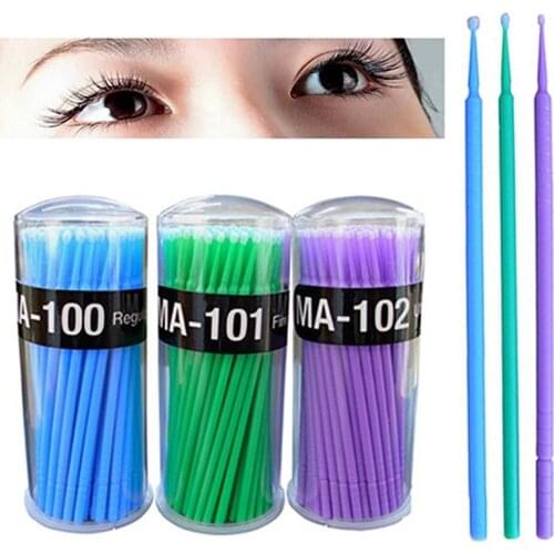 100pcs Disposable Colorful Cotton Swabs Eyelash Brushes Cleaning Swab Hot Natural Eyelashes Remover Tattoo Microbrush Kit Tattoo