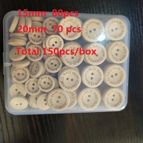 150pcs/box Natural Color Wooden Button handmade love Letter wood button craft DIY baby apparel accessories