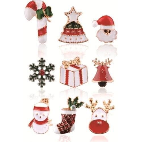 3 Pcs Christmas Elements Enamel Brooches Pin Festival Clothes Bags Jewelry Accessories Brooches Pins Gifts For Women