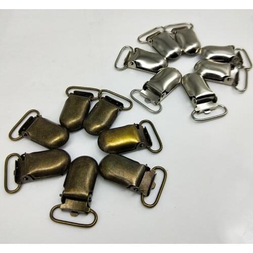 30 pcs/lot 20mm Metal Antique Bronze/Silver Tone Hook baby Dummy Pacifier Holder Clips Suspender Clip Soother clips for ribbon