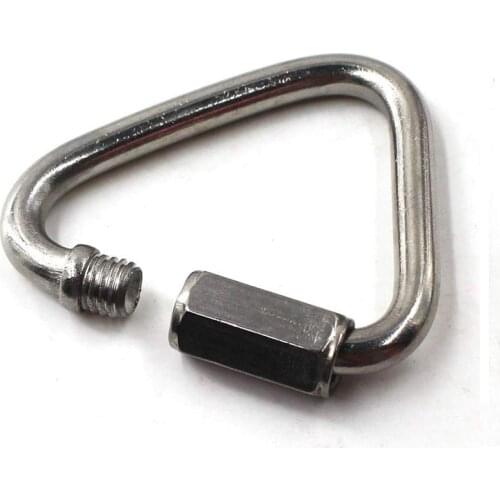 304 Stainless Steel Triangle Carabiner Outdoor Camping Climbing Gear Safety Snap Clip Hook Kettle Buckle Keychain Screw Lock