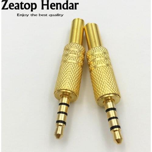 4Pcs Gold Plated Stereo 3.5mm 4 Pole Male Headphone Jack Plug Audio Video AV Adapter Connector with Spring