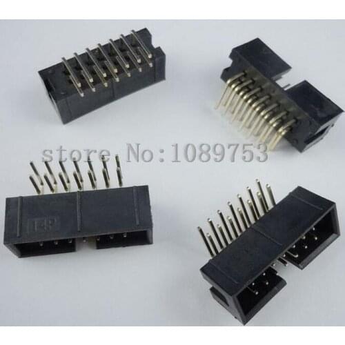 50 pcs 14 Pins 2x7 Box Header Connector IDC Male Sockets Right Angle 2.54mm