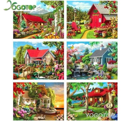 Diy Diamond Painting spring House Landscape Full Display Diamond Embroidery natural Scenery 5D Drill mosaic Cross Stitch YY1561