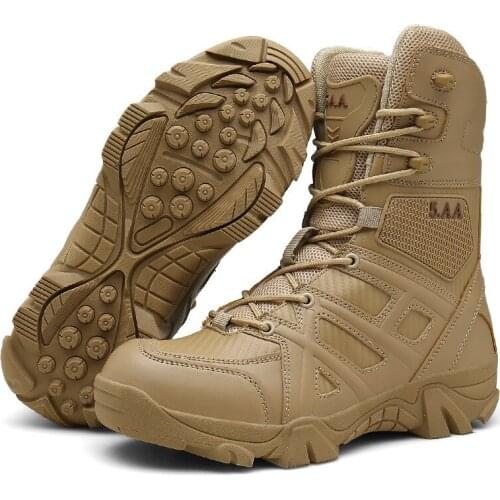 Combat Military Men Boots High Top Mens Sneakers Plus Size Platform Boots Luxury Work Safety Shoes Man Hiking Tactical Boot688