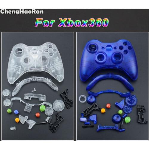 ChengHaoRan Clear White/ Clear Blue Color Wireless Controller Housing Shell for Xbox 360 Housing Case Cover with Buttons Kit