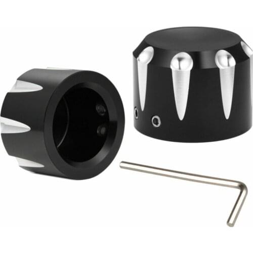 CNC Aluminum Black Edge Cut Motorcycle Front Axle Nut Cover Cap Bolt for Harley Touring Road Glide King