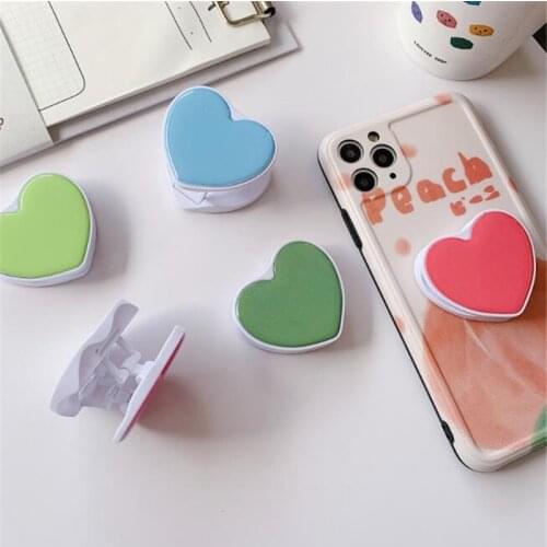 Macaron Color Heart Love Expanding Stand Grip Mount Phone Socket Fold Mobile Smartphone Pocket Desktop Phone Stand Holder