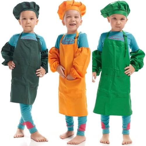 Children Multicolor Cooking Clothing Chef Uniform for Kids Kitchen Cosplay Halloween Party Costume Boys Girls Apron Hat Cuff