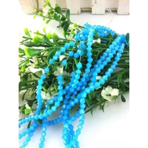 Crystal Glass Faceted Bicone Beads 4mm Lake Blue color ,Approx 1200Pcs,China Crystal Beads ,Free Shipping-(Num 3)