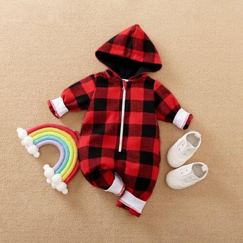 Newborn Baby Boy Clothes Clothing Fall Onesie Red Plaid Romper Infant Jumpsuit New Born Costume Pajamas Babygrow Things Outfit