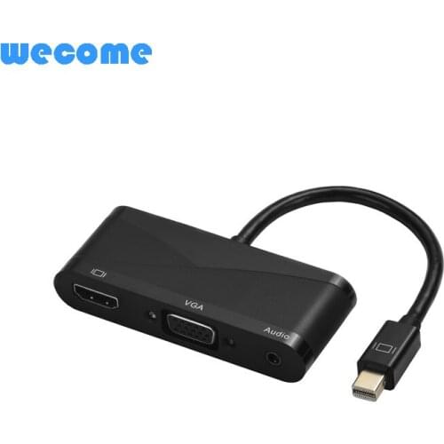 WECOM MINI DP TO HDMI VGA+Audio Converter Mini DisplayPort/M to HDMI/F+VGA/F+Aduio/F Converter Line length 20CM