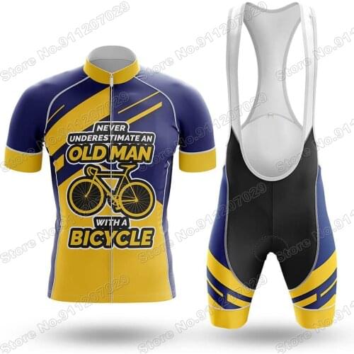 Suit Old Man Mens 2021 Cycling Jersey Set Summer Cycling Clothing Road Bike Mountain Bicycle Shirt Bib Shorts MTB Ropa