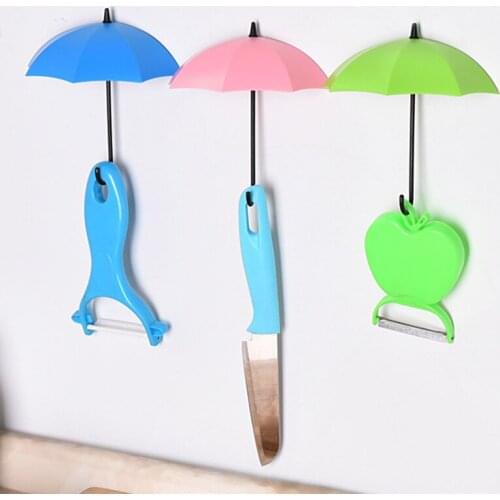 3pcs/lot Non-Marking Punch-Free Umbrella Hook Self-Adhesive Hook Wall Door Clothing Hanger Key Hanger Hook Bathroom Accessories