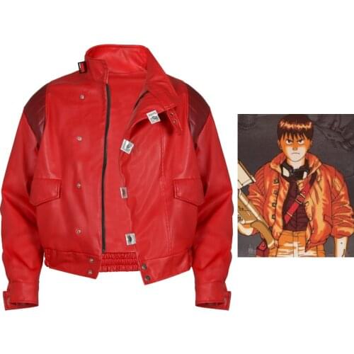 Takerlama Akira Kaneda Jacket Cosplay Red Men Coat Capsule Pill Printed Bomber Motorcycle Rider Leather Costume Anime Clothes