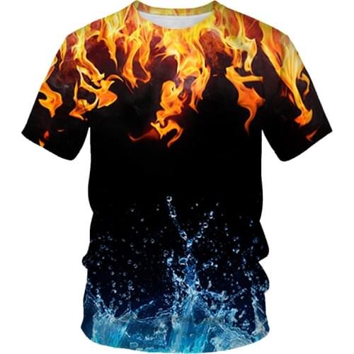 Flame 3D summer mens and womens T-shirt fashion cute casual sports T-shirt short sleeve O-neck breathable 20021 hot sale