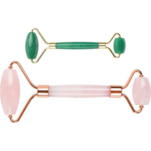 Face Lifting Beauty Massage Tool Natural Rose Quartz Jade Roller Gua Sha Set Facial Body Massager Roller Jade Stone Massage Set