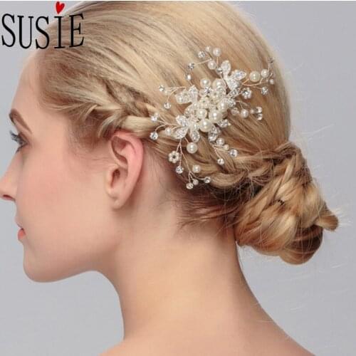 LOVE SUSIE Fashion Headdress Sliver Wedding Hair Accessories Pearls Crystal Hairwear Rhinestone Beads Hair Clibs Handmade