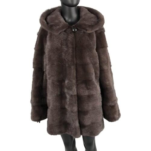 2019 womens outerwear coats new jacket mink fur middle-long real mink fur coat genuine hooded Genuine Natural mink Fur Coat F
