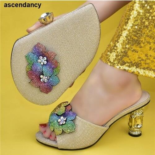New Arrival Nigerian Shoes and Matching Bags Sales In Women Matching Shoes and Bag Set for Party Wedding Shoes for Women Bride