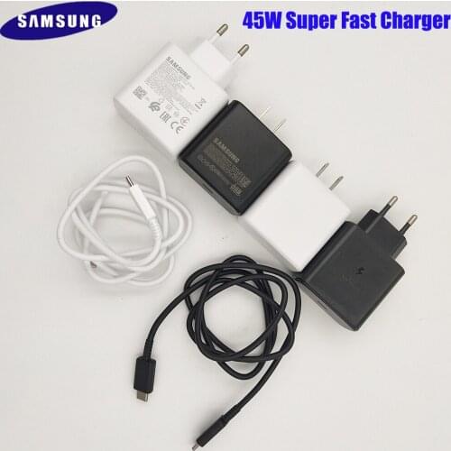 Original Samsung Galaxy S21 S20 Ultra 45W Super Fast Charging Adapter PD Charger 5A USB C To USB C Cable For Note 20Ultra 10+ 5G