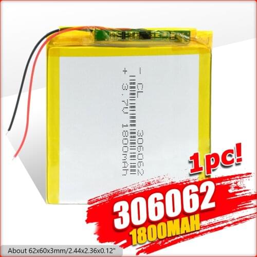 Polymer Rechargeable battery 1800 mah 3.7V 306062 smart home MP3 speakers Li-ion battery for DVD,GPS,mp3,mp4,cell phone,speaker